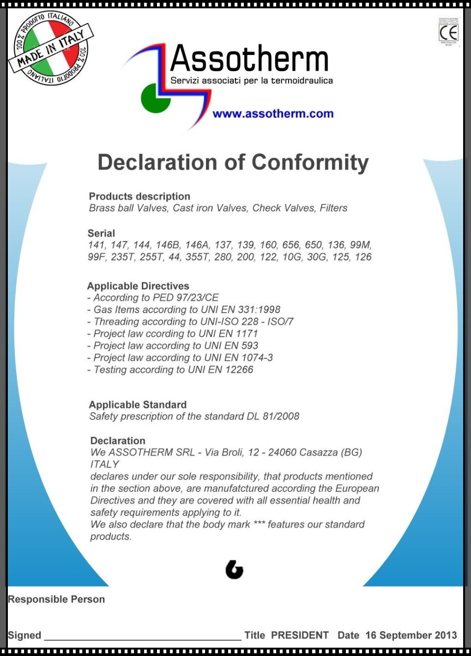 Aprobaciones y certificados