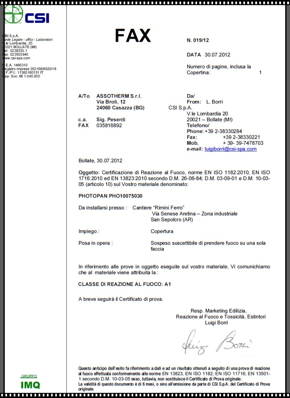 Aprobaciones y certificados