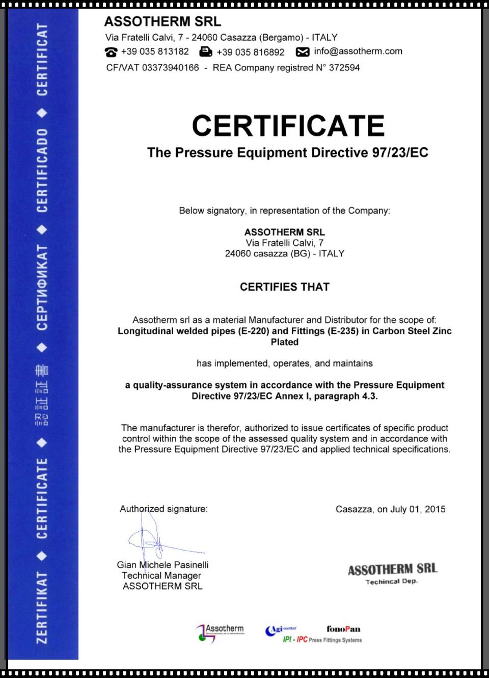 Aprobaciones y certificados