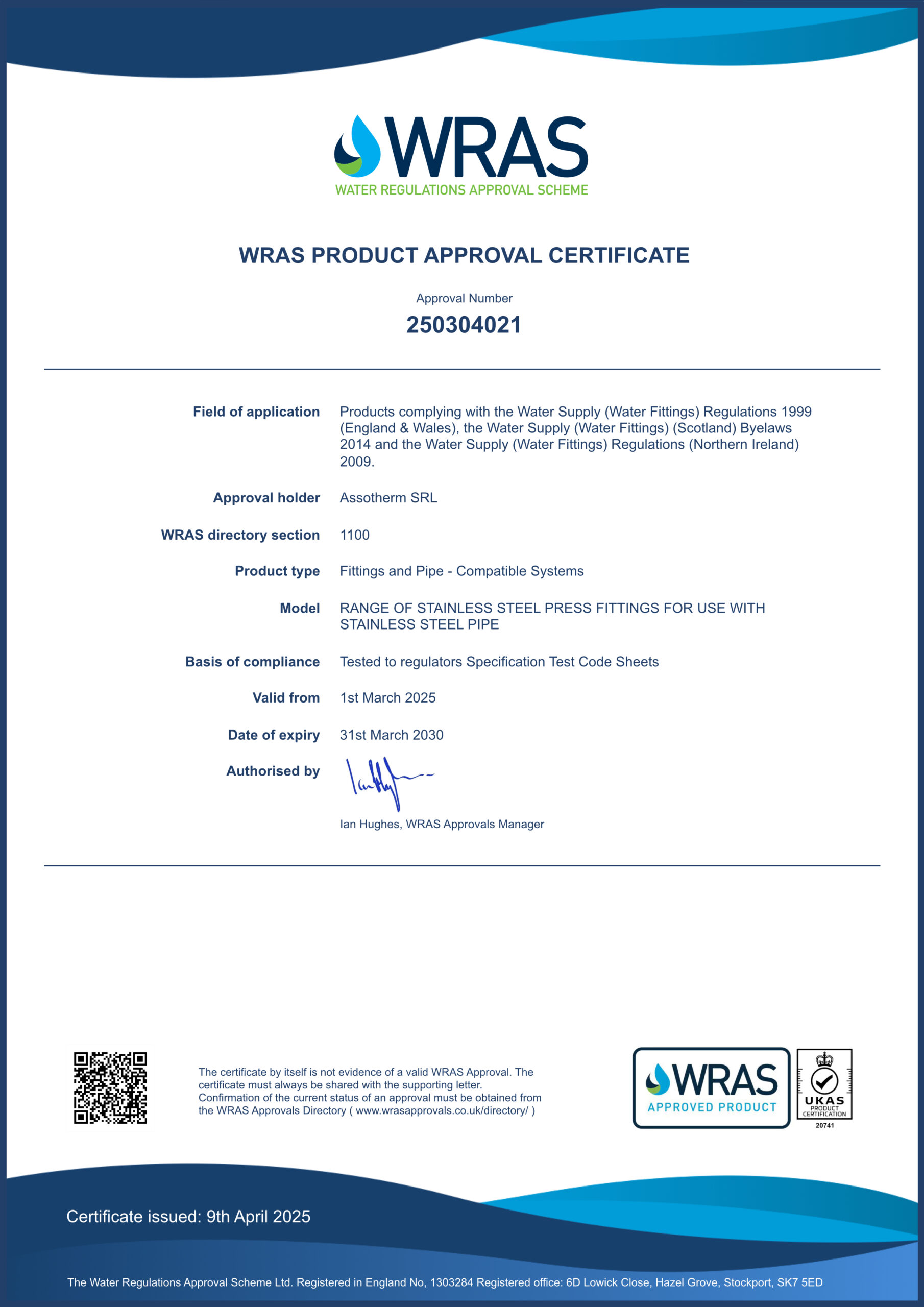 Approvals and Certificates